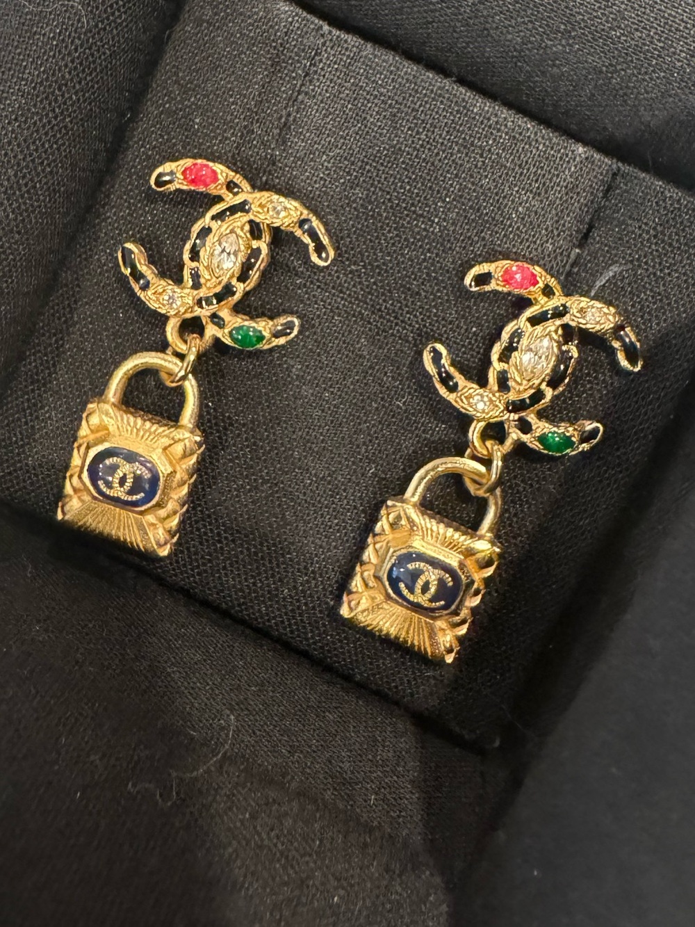 Chanel Padlock CC drop Earrings
